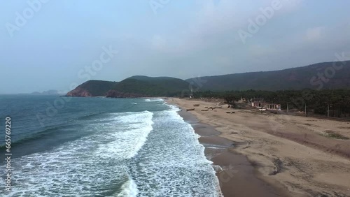 Yarada Beach at Visakhapatnam vizag, Andhra Pradesh, India, Asia. The beach is secluded, beautiful, has shacks, has clear waters - a must go for all vizag travelers photo