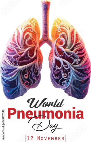 vector world pneumonia day realistic concept with healthy lung illustration