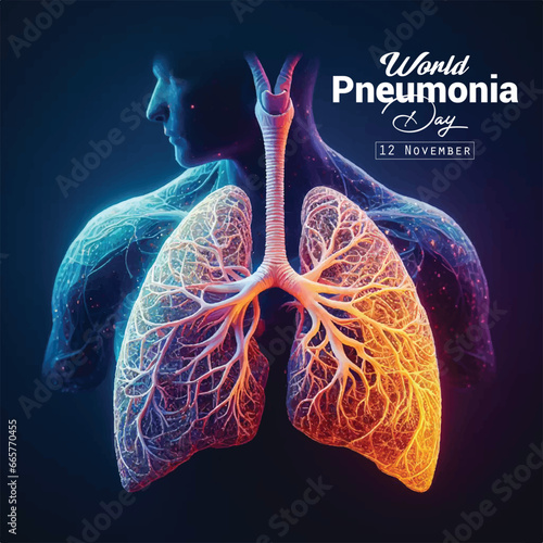 vector world pneumonia day realistic concept with healthy lung illustration