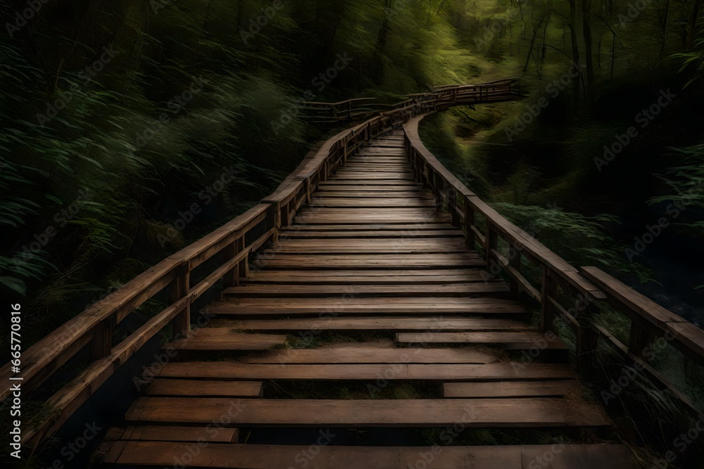 Obraz premium wooden bridge in the forest