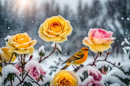 roses in the snow