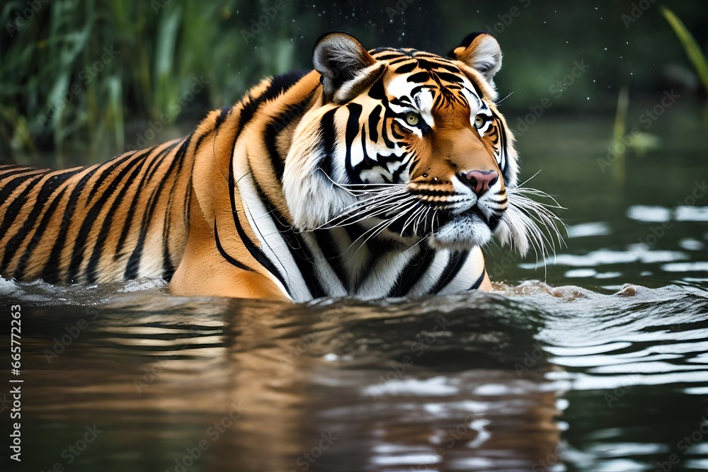 Fototapeta premium tiger in the river