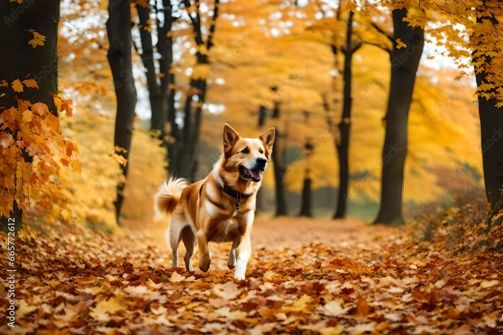 dog in autumn park dog in autumn park