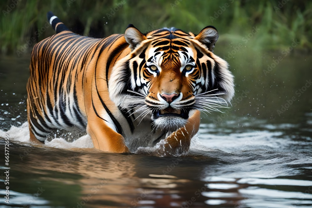 tiger in the river