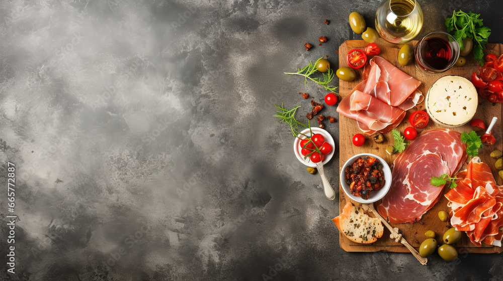 Food Backgrounds Table Filled close-up top view Food Backgrounds Table Filled close-up top view