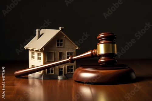 Real estate arbitration law. Gavel and house model