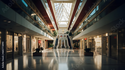 an empty mall soft lighting 