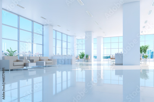 Modern Blurred empty open space office interior with blur background