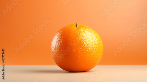 Orange fruit on orange background. Minimal style. Copy space.