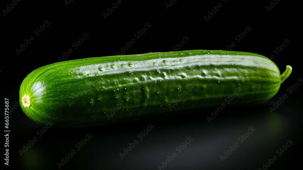 Fresh green cucumber on black background. Studio shot. Close up. Fresh green cucumber on black background. Studio shot. Close up.