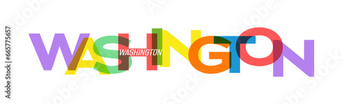 WASHINGTON. Lettering on a white background. Vector design template for poster, map, banner