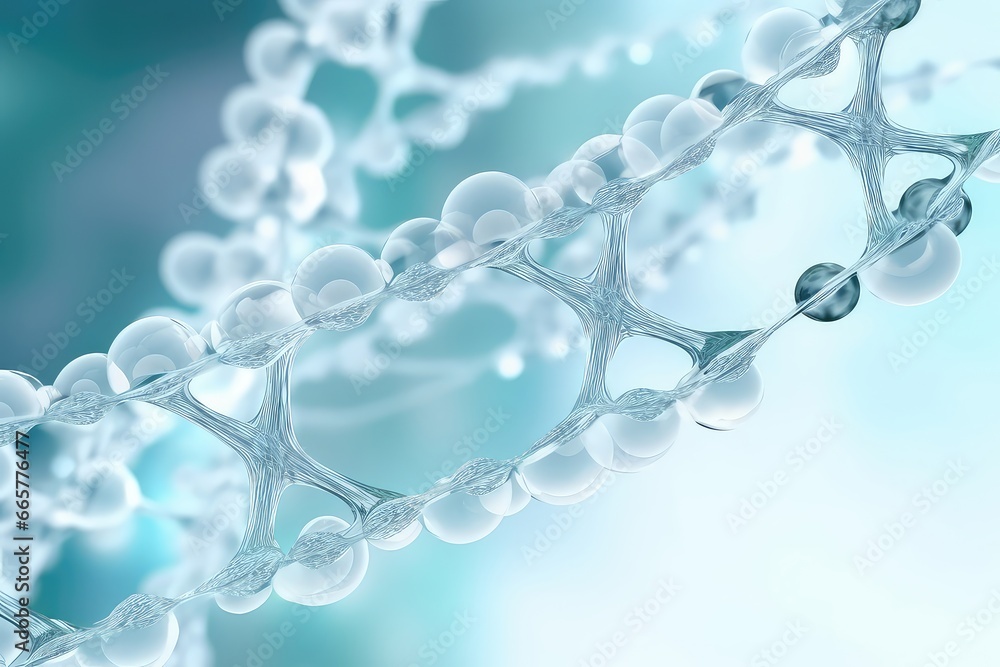 Closeup View Of Dna Chain Representing Moisturizing Cosmetics, Enhanced With Water Closeup View Of Dna Chain Representing Moisturizing Cosmetics, Enhanced With Water