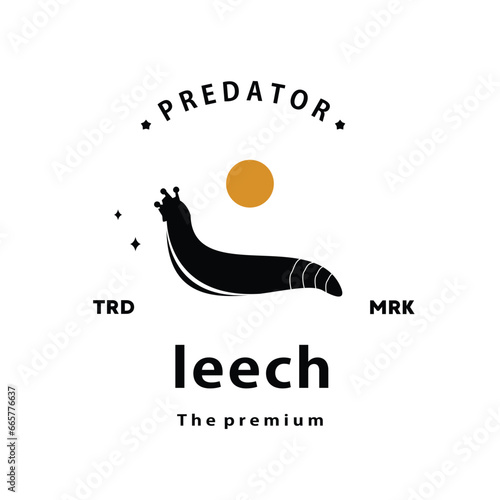 vintage retro hipster leech logo vector silhouette art icon