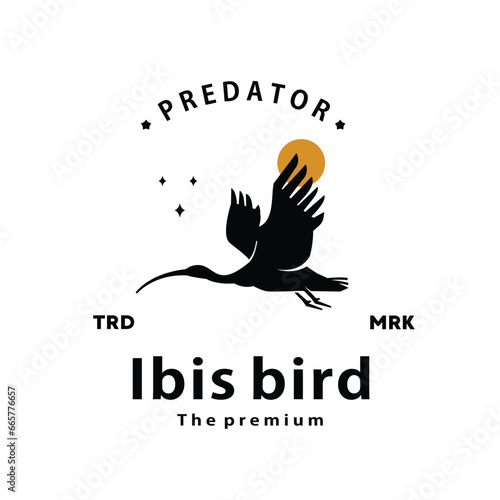 vintage retro hipster ibis logo vector silhouette art icon photo