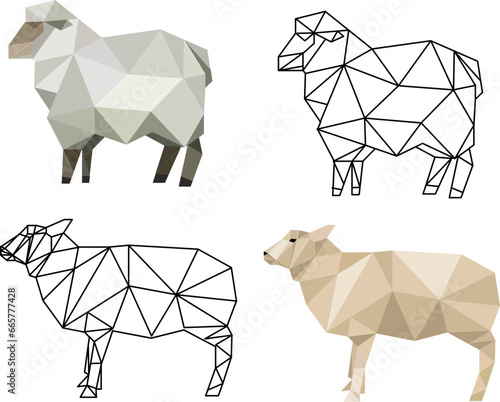  geometric sheep made of triangles