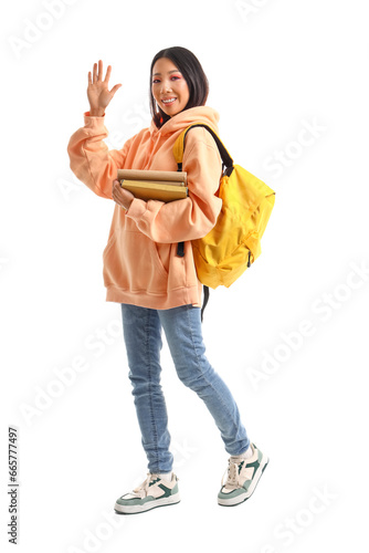 Female Asian student in hoo...