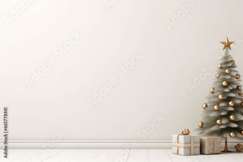 A Christmas Tree In A White Room