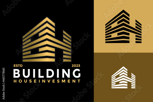 Letter Bh or Hb Building House Logo design vector symbol icon illustration