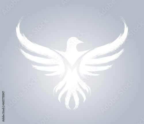 eagle logo (white on grey gradient background) - grunge paintbrush style