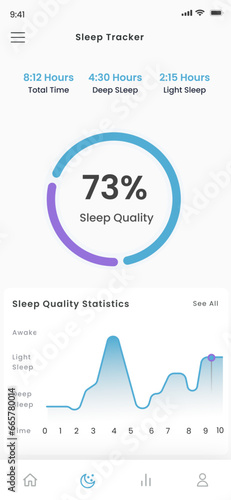 Sleep Tracker, Sleeping Tracking and Health Habits Mobile App UI Kit Template