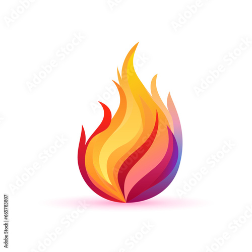 Fire logo design. Colorful flame icon. Bright burning flame or bonfire.