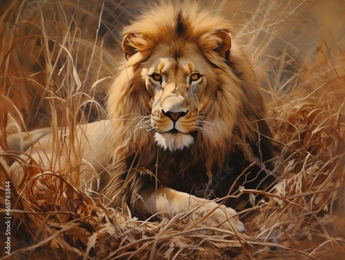 Portrait of enraged lyon in the wild safari  animal and nature concept