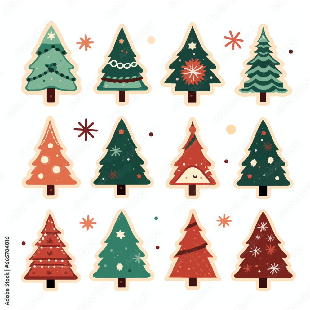 set of christmas trees in various design set of christmas trees in various design
