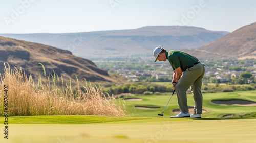 A golfer reading the subtle slopes of a challenging green, demonstrating the intellectual and strategic elements of the sport