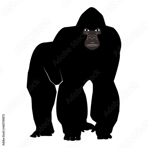 black and white silhouette of a gorilla