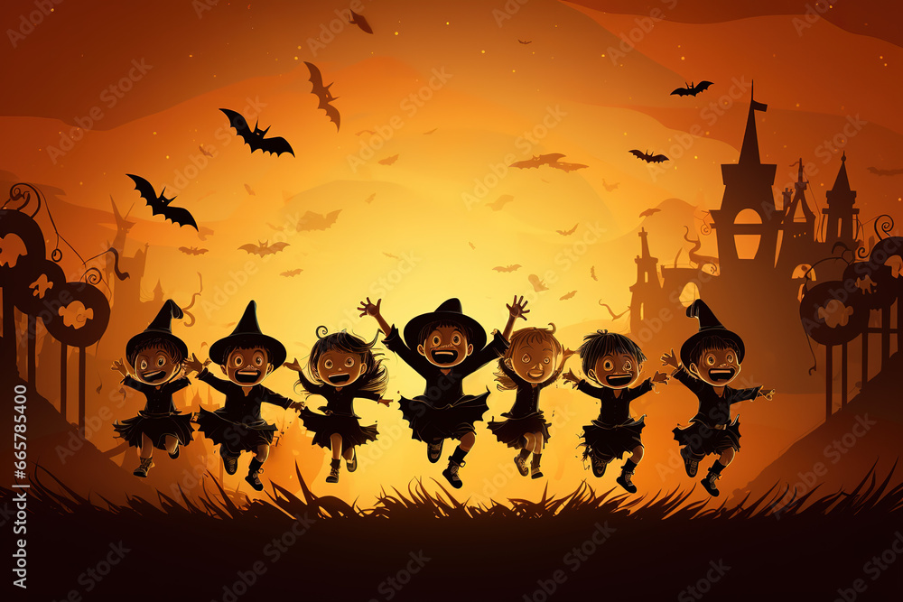 Halloween party background with people Halloween party background with people