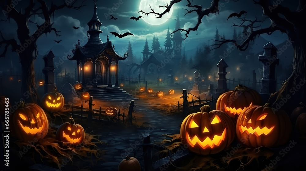 halloween background with pumpkins and bats halloween background with pumpkins and bats