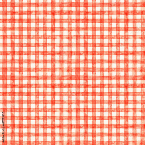 Red checked watercolor pattern. Fabric background.