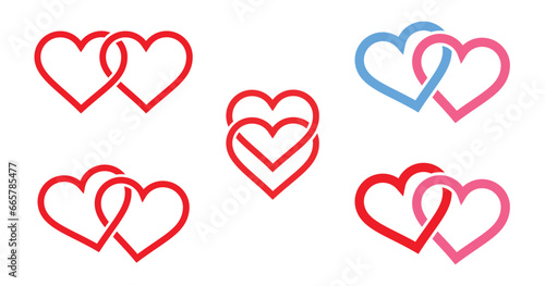 twin linked valentines love heart set