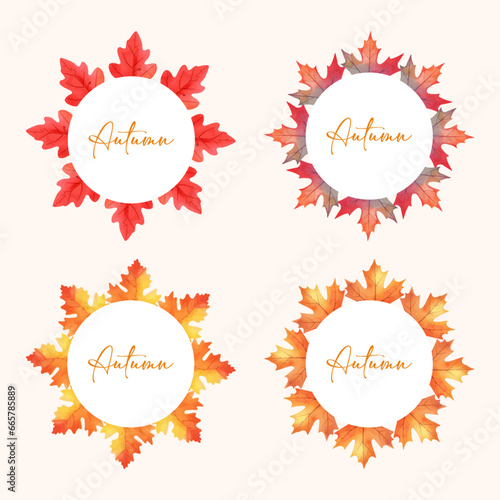 vector autumn fall leaf background floral frame set