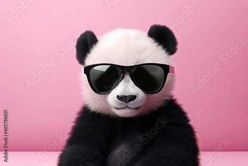 Baby Panda With Cute Sunglasses. Сoncept Baby Panda With Cute Sunglasses, Animal Fashion, Adorable Accessories © Anastasiia