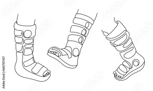 Leg. Orthopedic boot. One line