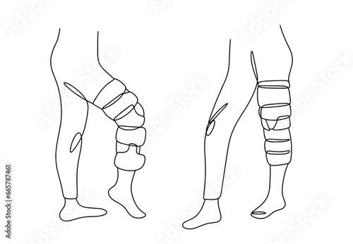 Leg. Bandage. Orthosis. One line