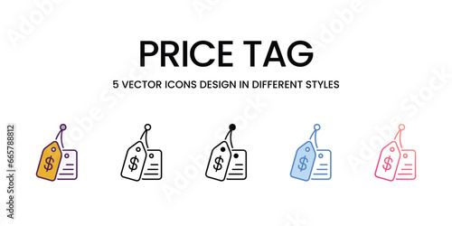 Price Tag icons set, colorline, glyph, outline, gradinet line, icon vector stock illustration isolate white background.