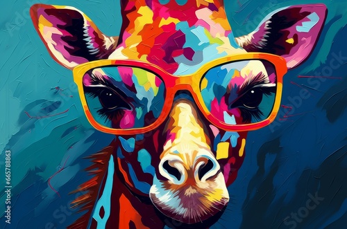 Giraffe glasses. Face fun zoo. Generate Ai