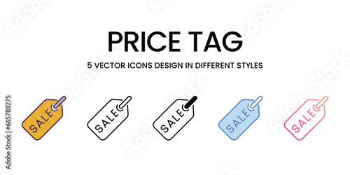 Price Tag icons set, colorline, glyph, outline, gradinet line, icon vector stock illustration isolate white background.