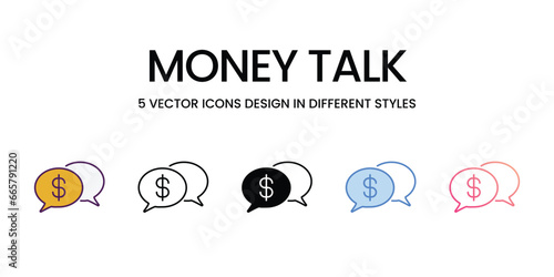 Money Talk icons set, colorline, glyph, outline, gradinet line, icon vector stock illustration isolate white background.