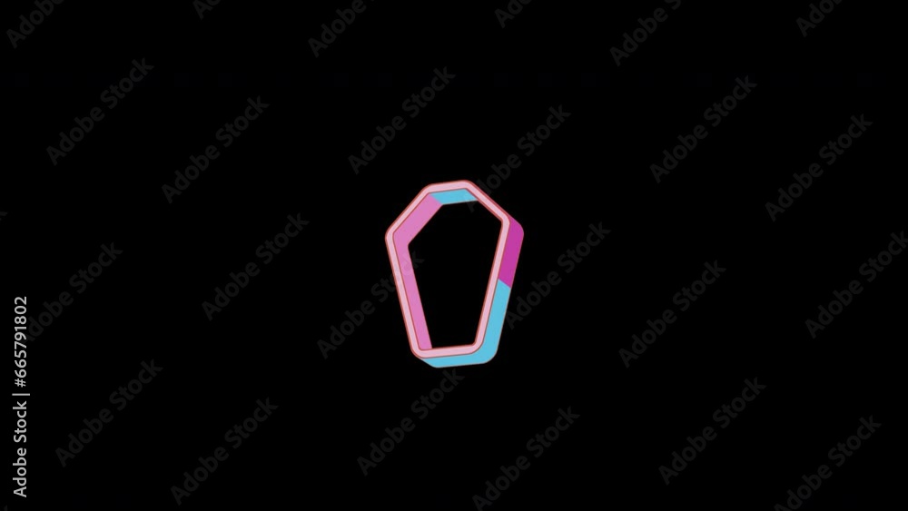 Bright coffin icon is jumping merrily. Retro style. Alpha channel black. Looped from frame 120 to 240, Alpha BW at the end Bright coffin icon is jumping merrily. Retro style. Alpha channel black. Looped from frame 120 to 240, Alpha BW at the end