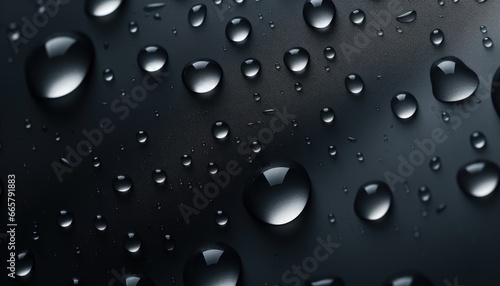 close up of droplets, on a black matte finish background ,flat lay paper