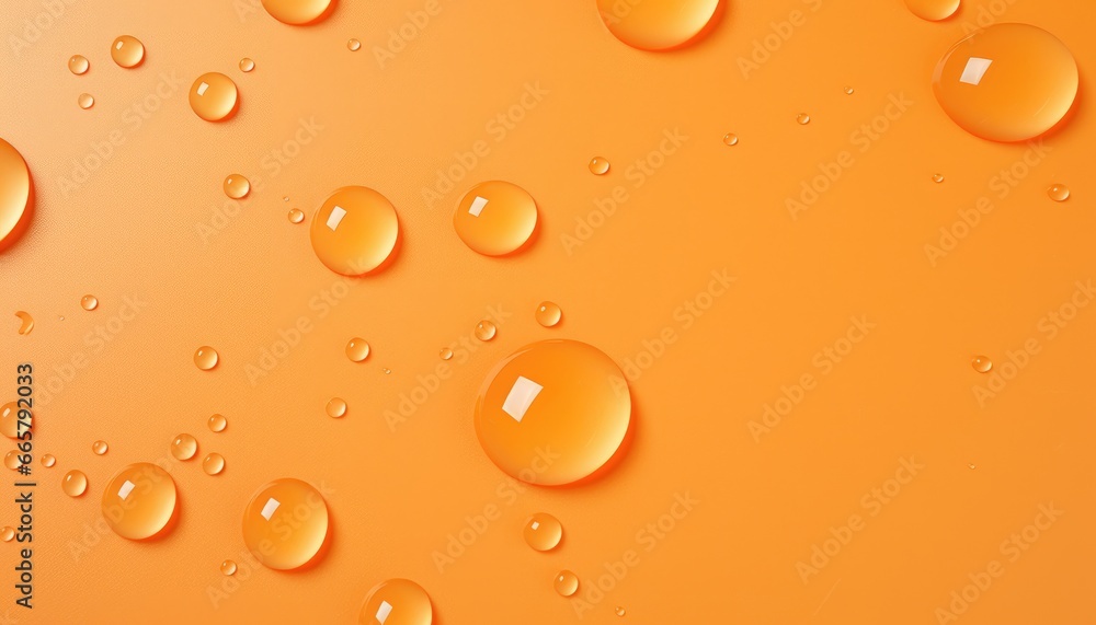 close up of droplets, on orange matte finish background ,flat lay paper