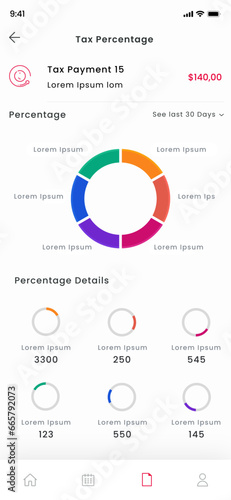 Tax Manager Calculator, Report and Taxes Management Payment Mobile App UI Kit Template