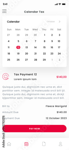 Tax Manager Calculator, Report and Taxes Management Payment Mobile App UI Kit Template