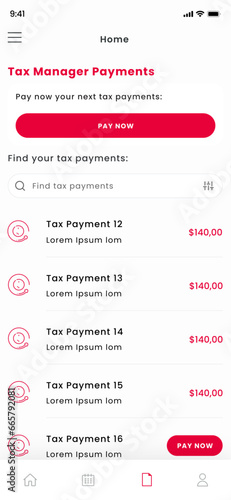 Tax Manager Calculator, Report & Taxes Management Payment Mobile App & UI Kit Template