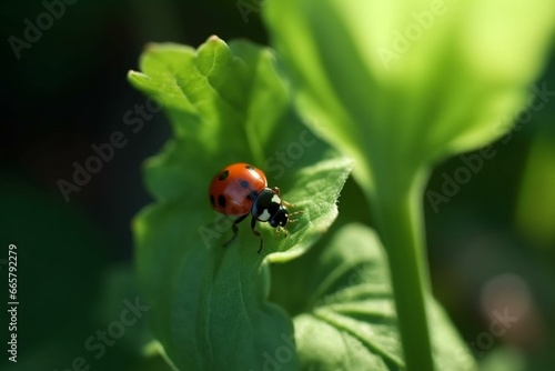 Red ladybug in nature. Generative AI