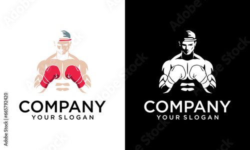 boxing logo design icon vector
