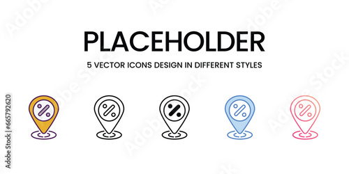 Placeholder icons set, colorline, glyph, outline, gradinet line, icon vector stock illustration isolate white background.